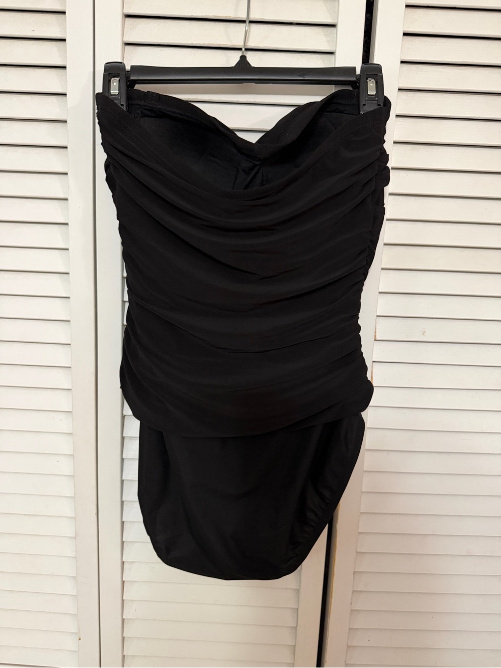 Black Strapless Ruched Swimsuit